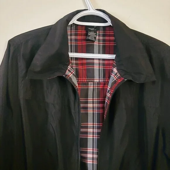 Haggar Petite Reversible Jacket Black / Tartan Women's Sz L Drawstring Waist - Picture 6 of 7